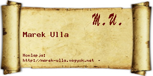 Marek Ulla névjegykártya